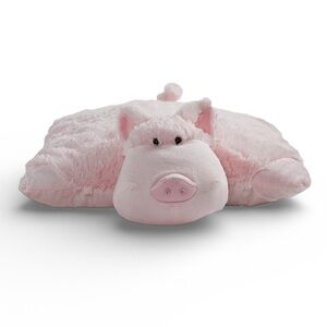 Pillow Pets Wiggly Pig Plush Stuffed Animal Folding Travel Pillow Pink 18”